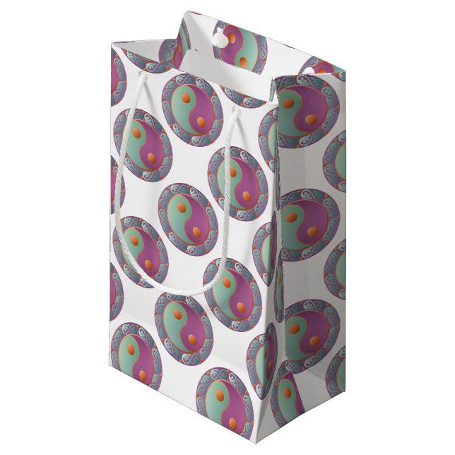 Bolsa De Regalo Pequeña Yin Yang Medallion Violet Turquoise (Angulo Anverso)