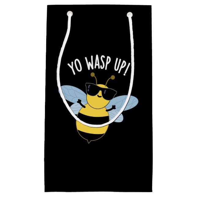 Bolsa De Regalo Pequeña Yo Wasp Up Funny Bug Pun Dark BG (Anverso)