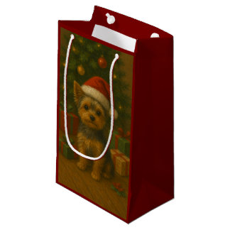 Bolsa De Regalo Pequeña Yorkie de Navidad