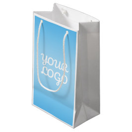 Bolsa De Regalo Pequeña Your Logo & Modern Simple Ombre | Light Blue