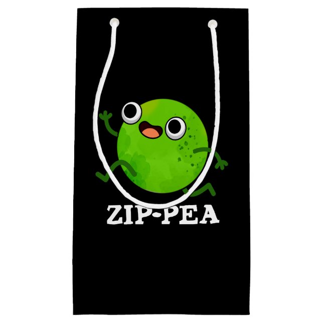 Bolsa De Regalo Pequeña Zip-pea Funny Zippy Pea Pun Dark BG (Anverso)