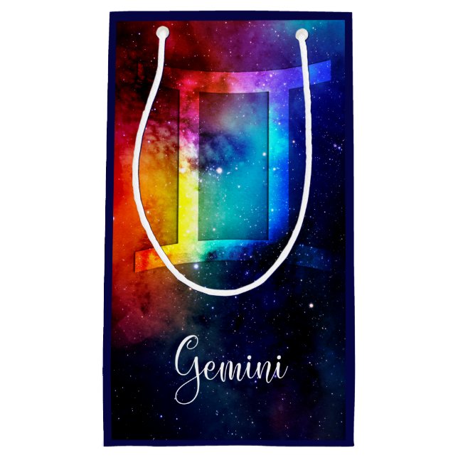 Bolsa De Regalo Pequeña Zodiac : Espacio arcoiris Gemini (Anverso)
