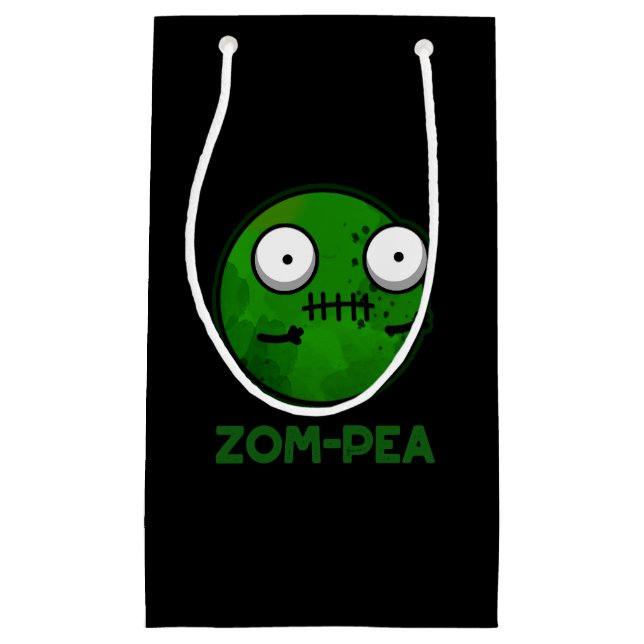 Bolsa De Regalo Pequeña Zom-pea Funny Zombie Pea Pun Dark BG (Anverso)