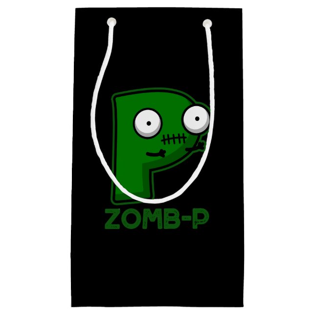 Bolsa De Regalo Pequeña Zomb-P Funny Halloween Zombie Alphabet Pun Dark BG (Anverso)
