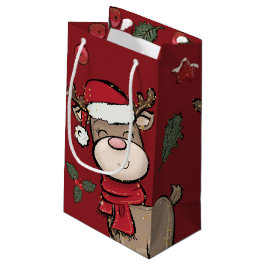 Bolsa de Regalo Pequeño Rojo de Reno y Berry Oscur