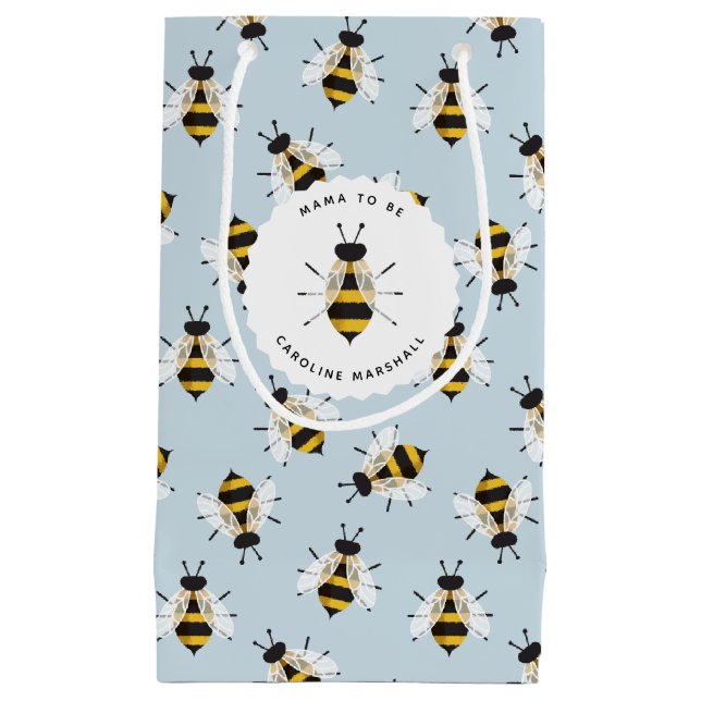 Bolsa de regalo personalizada de abeja azul rústic (Anverso)