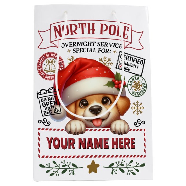 Bolsa de regalo personalizada de Santa Claus con a (Anverso)