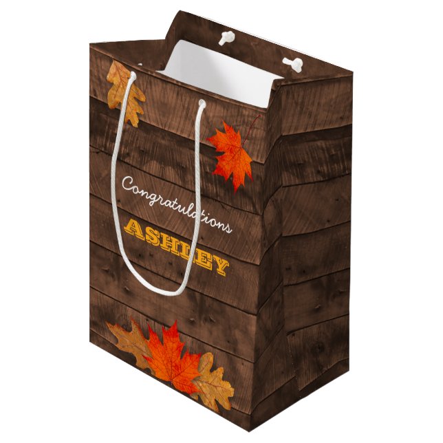 Bolsa de regalo personalizada para hojas de otoño  (Angulo Anverso)