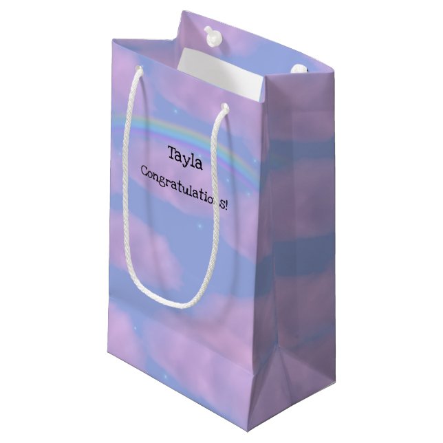 Bolsa de regalo personalizada para nubes rosas y a (Angulo Anverso)