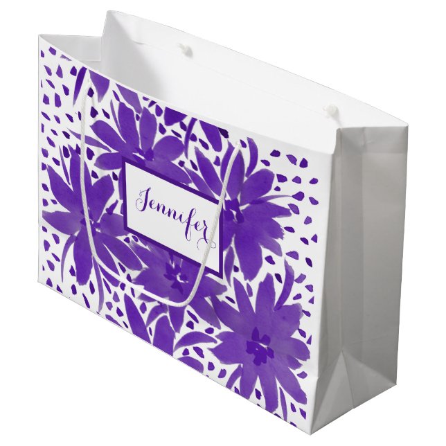 Bolsa de regalo Purple Large Personalized Floral D (Angulo Anverso)