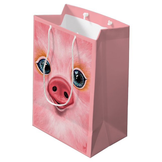 Bolsa de regalo rosa con Lechón - Sonrisa (Angulo reverso)