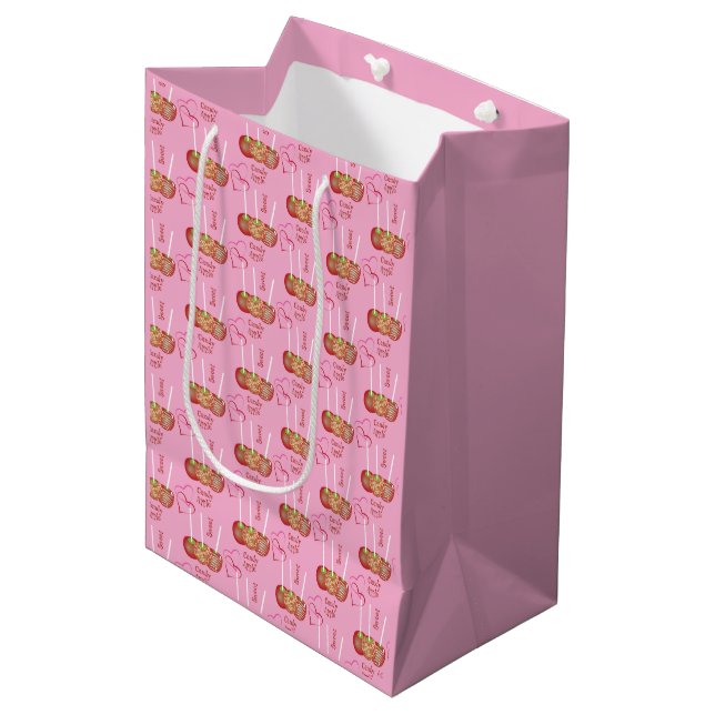 Bolsa de regalo rosa del patrón de manzanas de car (Angulo Anverso)