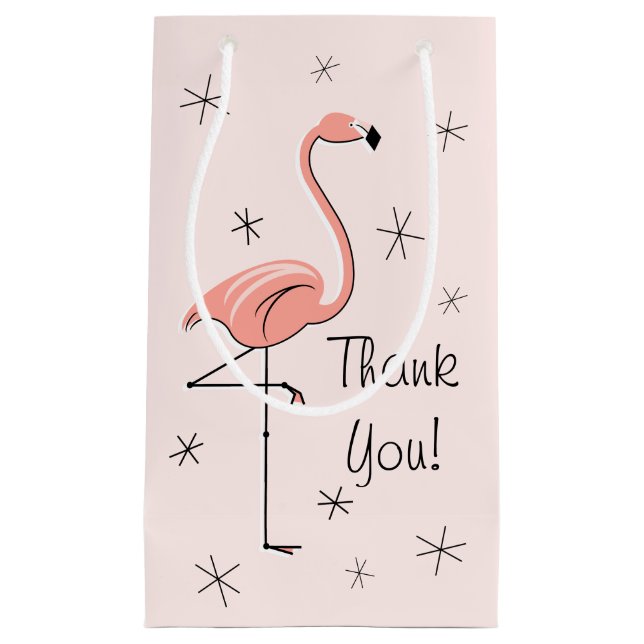 Bolsa de regalo rosa Flamingo 'Gracias!' (Anverso)
