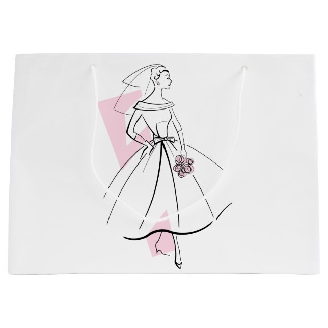 Bolsa de regalo rosa Novia de moda grande (Anverso)
