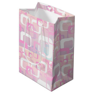 Bolsa de regalo rosa retro mediana
