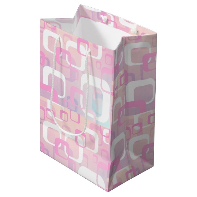 Bolsa de regalo rosa retro mediana (Angulo Anverso)