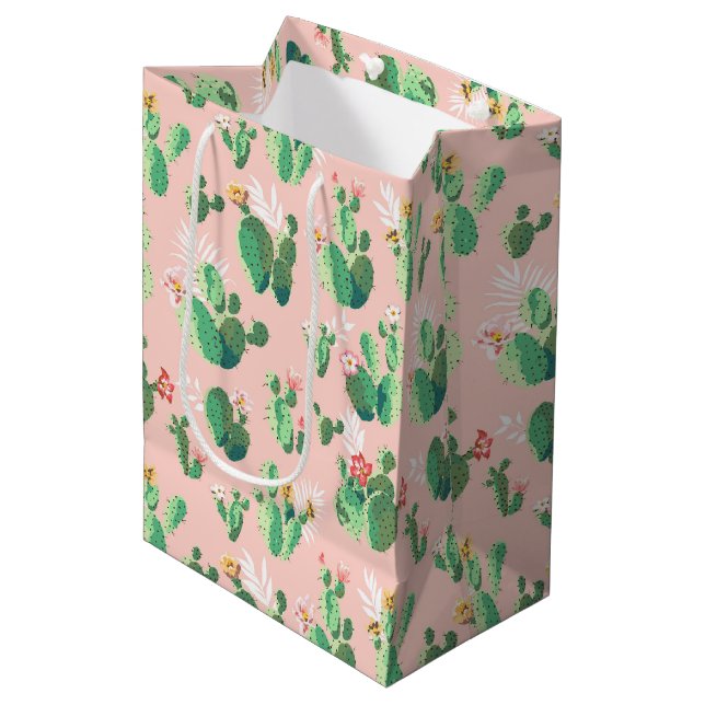 Bolsa de regalo rosa y Verde azulada de Cactus en  (Angulo Anverso)