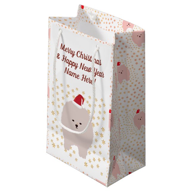Bolsa de regalo Santa Dog Snowflakes (Angulo Anverso)