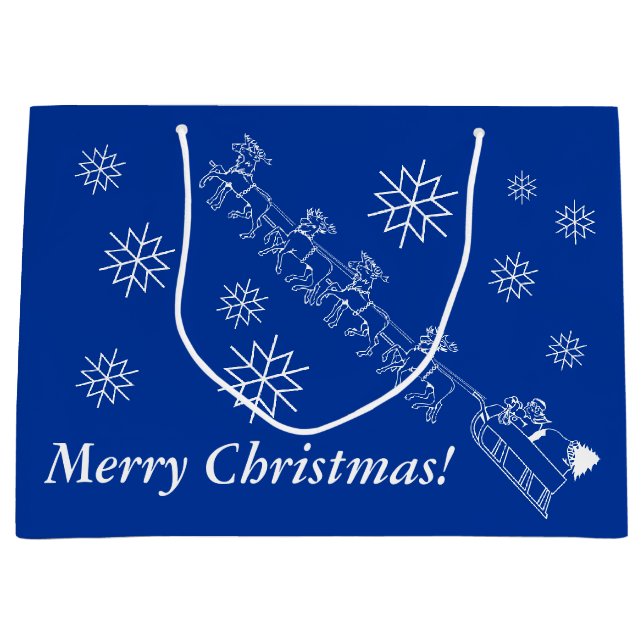 Bolsa de regalo - Santa y Sleigh en Nieve (lrg) (Anverso)