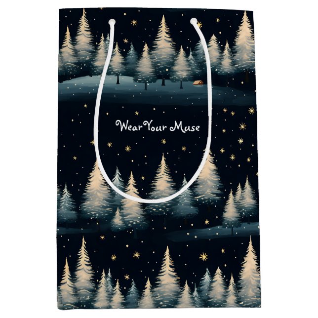 Bolsa de regalo Starry Winter Forest Night (Anverso)