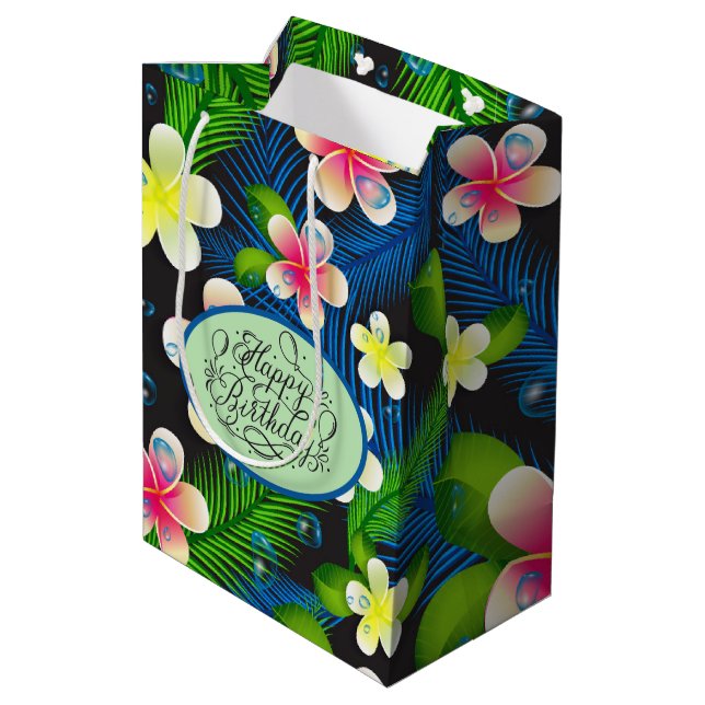 Bolsa de Regalo Tropical Flororal de Cumpleaños (Angulo reverso)