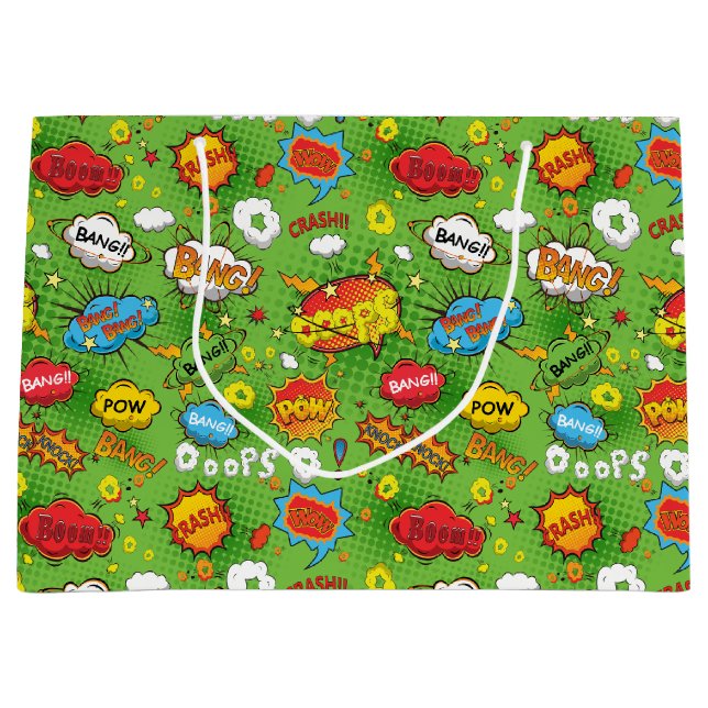 Bolsa de regalo verde del libro de historietas (Anverso)