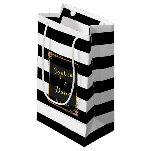 Bolsa de Relieve metalizado dorado floral Stripe W (Angulo Anverso)