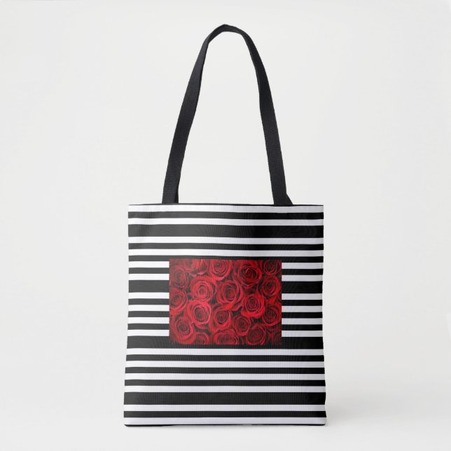 Bolsa de rosas rojas en rayas blancas blancas blan (Anverso)