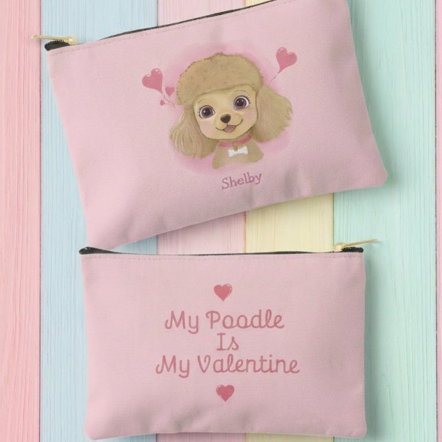 Bolsa de San Valentín de acuarela de caniche con n (Subido por el creador)