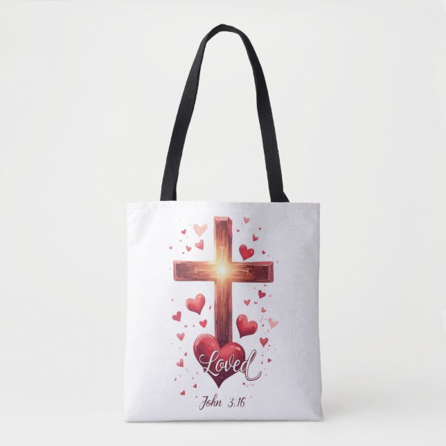 Bolsa de San Valentín Tote 'Loved John 3:16' (Anverso)