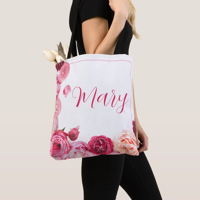 Bolsa de té blanca personalizada - Peonía rosa (Detalle)