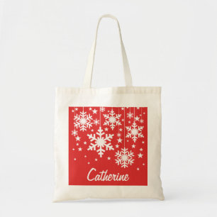 Bolsa de té con copos de nieve y estrellas, rojo