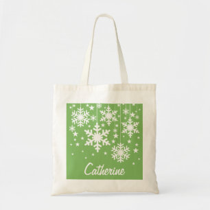 Bolsa de té con copos de nieve y estrellas, verde