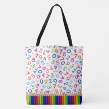 Bolsa de té con números y lápices de colores