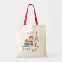 Bolsa de té con una copia de la ciudad de París.