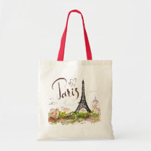 Bolsa de té con una huella de la Torre Eiffel. Par