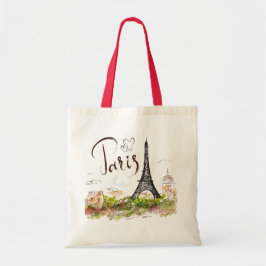 Bolsa de té con una huella de la Torre Eiffel. Par