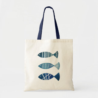 Bolsa de té crema con peces azules