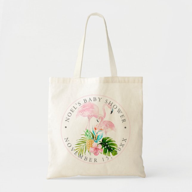 Bolsa de té de Baby Shower de Flamingo rosa PixDez (Frente)