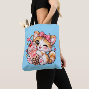 Bolsa de té de burbujas con gatito Kawaii lindo gu