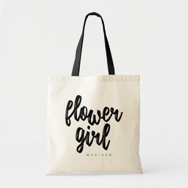 Bolsa de té de escritura negra de chica de flor -  (Frente)