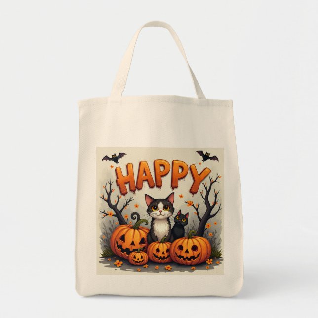 Bolsa de té de gato de Halloween (Frente)