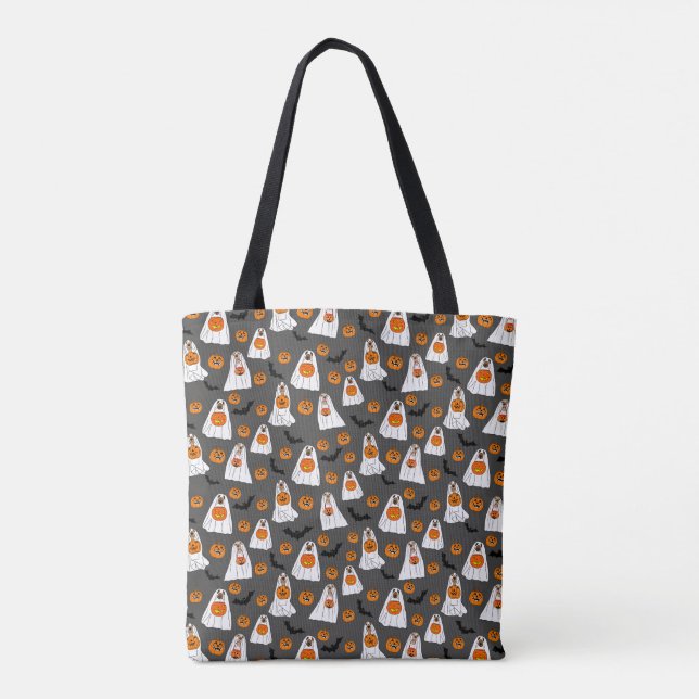 Bolsa de té de Halloween con calabazas de fantasma (Reverso)