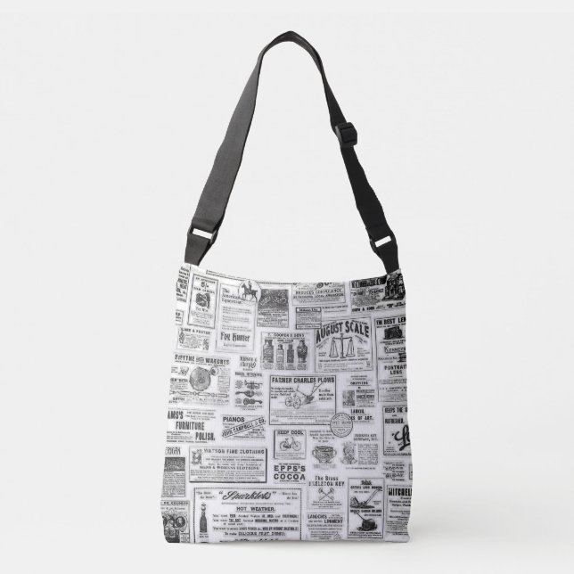 Bolsa de té impresa en periódico blanco y negro (Anverso)