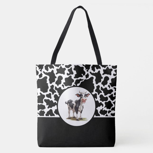 Bolsa de té - Impresión en blanco y negro de vaca (Anverso)