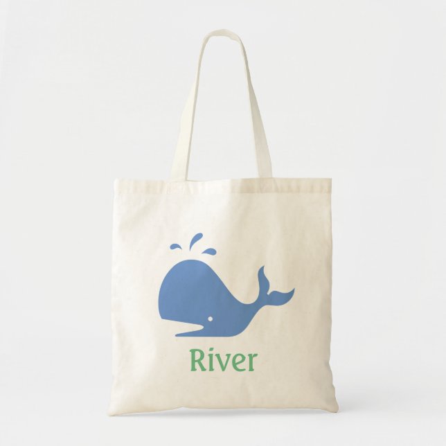 Bolsa de té personalizada de ballena, azul y verde (Frente)