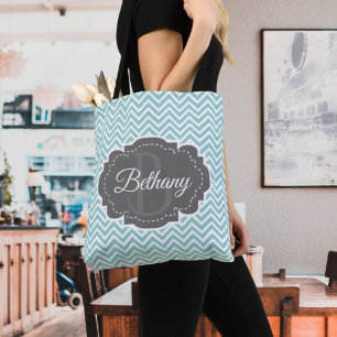 Bolsa de té personalizada de Chevron verde azulado