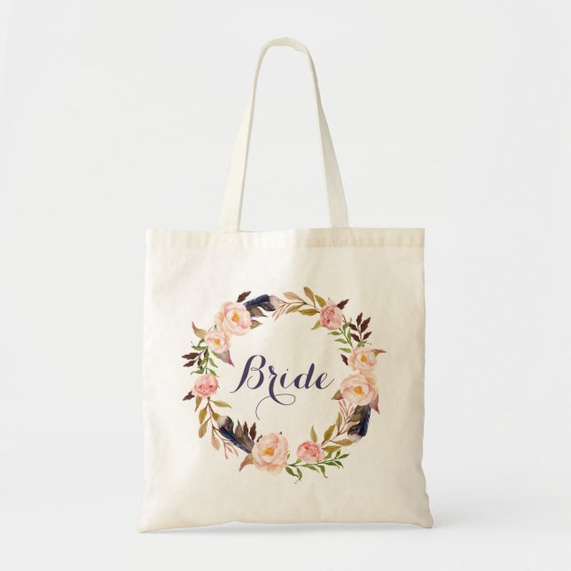 Bolsa de té personalizada de floral de novia (Frente)