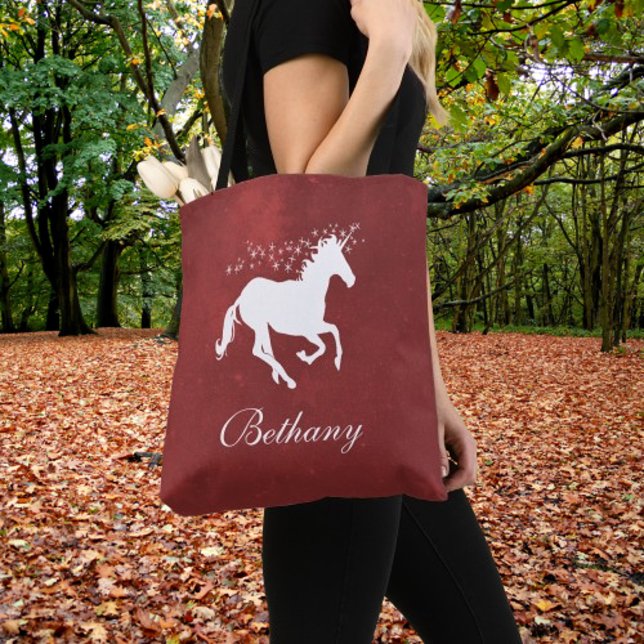 Bolsa de té personalizada de Unicornio rojo (Red Unicorn Personalized Tote Bag)