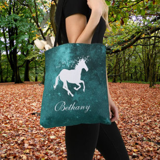 Bolsa de té personalizada de Unicornio verde azula